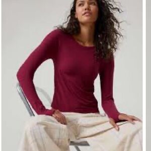 OFFLINE by aerie thumbs up fitted ribbed t-shirt in deep cherry